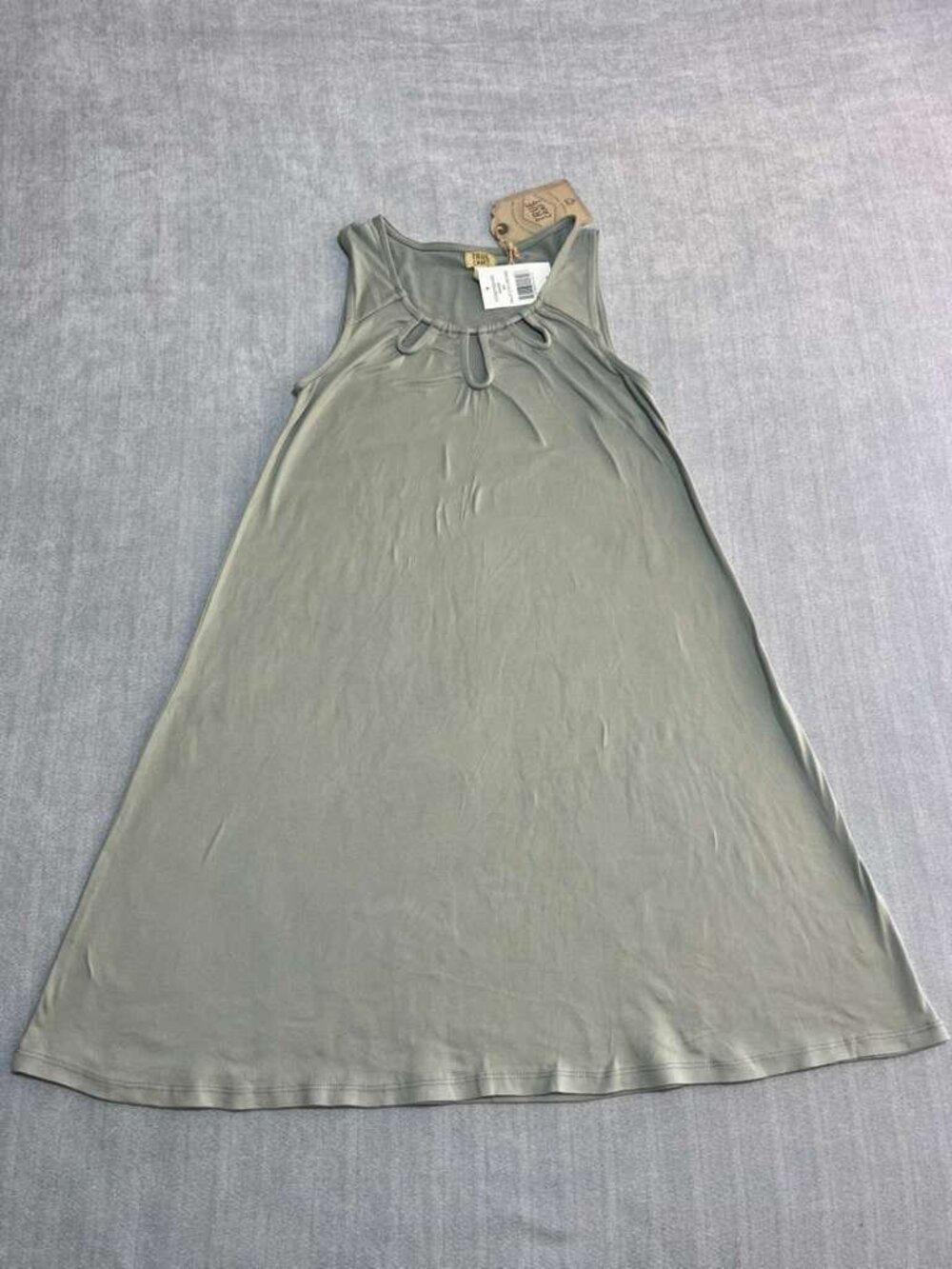 Sage Green Sleeveless Swing Dress Cutout Neck XS NWT - Picture 2 of 7